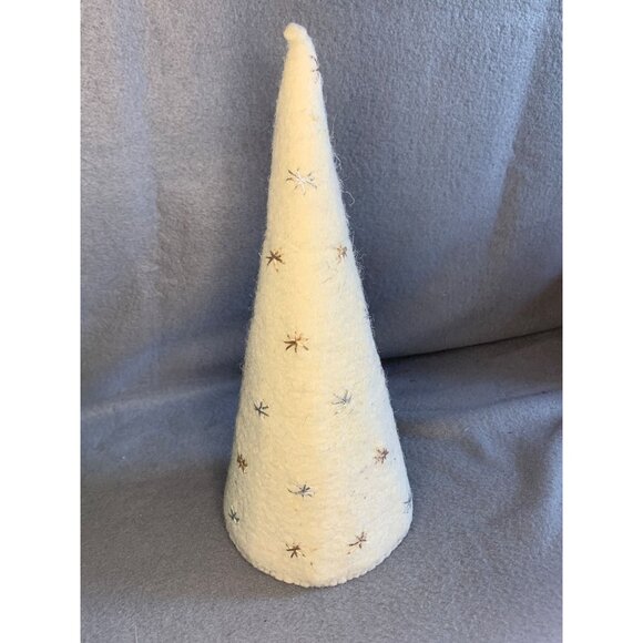 Gold and Silver Stitched Stars Wool Felt Christmas Tree by Creative Co-op 10.5" - Picture 8 of 9